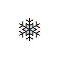 Outline blue snowflake icon isolated on white background. Christmas pictogram. Line winter symbol for website design, mobile application, ui. Editable stroke. Vector illustration, eps10.