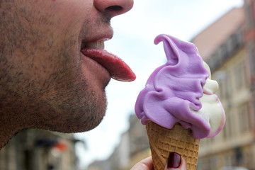 Man eating ice cream