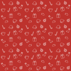 Seamless pattern with set of different Christmas symbols and items