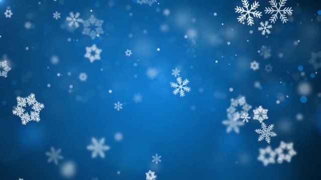 Blue Christmas Background With White Snow Snowfall Snowflake Particles Seamlessly Loop Black Alpha Green Screen Animation