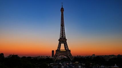 Eiffel tower in the evening with strong colors