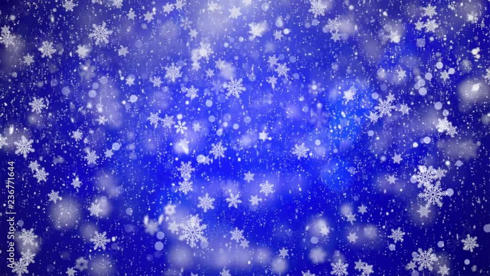 Poster abstract loopable background with nice falling blue snow snowfall snowflake particles seamlessly loo