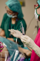 Procedure of local anesthesia for surgery to treatment patient in operating room.