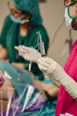 Procedure of local anesthesia for surgery to treatment patient in operating room.