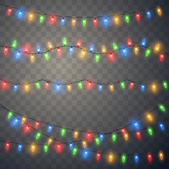 Christmas lights. Colorful Xmas garland. 