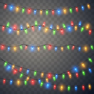 Christmas lights. Colorful Xmas garland. 