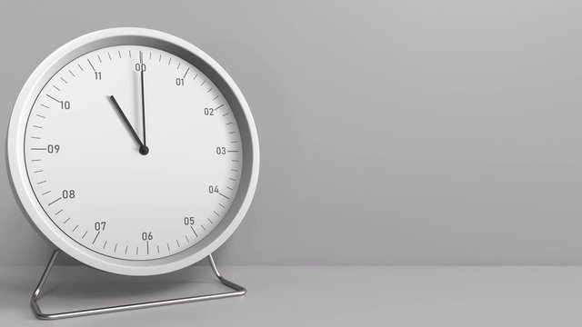 Clock measures one hour from 10:00 till 11:00. 3D animation