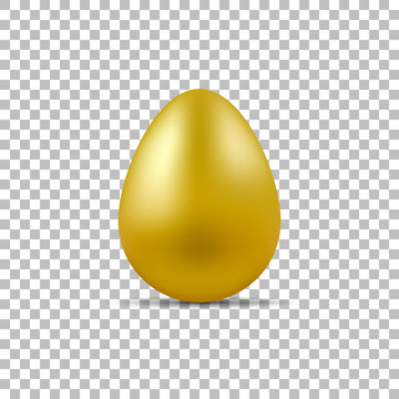 Realistic easter golden egg with shadow. Vector illustration.