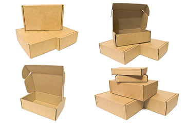 Cardboard boxes for delivery service, moving, package or gifts isolated on a white background