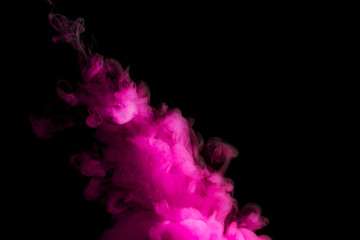paint stream in water, lilac colored ink cloud, abstract background