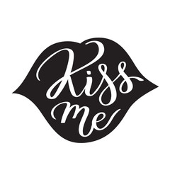 Kiss day - hand-written text, typography, calligraphy,