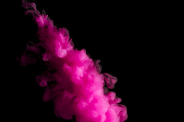 paint stream in water, pink colored ink cloud, abstract background