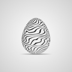 Easter egg icon with black stains pattern. Vector illustration.