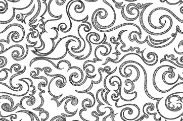 Abstract decorative vector seamless background with handwritten beautiful figured elements