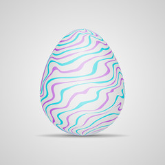 Easter egg icon with blue and violet stains pattern. Vector illustration.