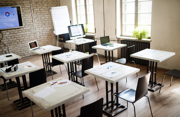 Interior of a modern bright classroom or office