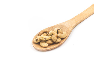 Cashew nuts in a spoon