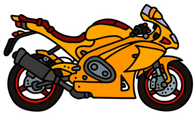 The yellow sport motorcycle