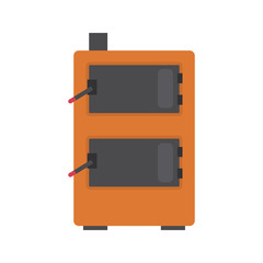 Solid fuel boiler color vector icon. Flat design