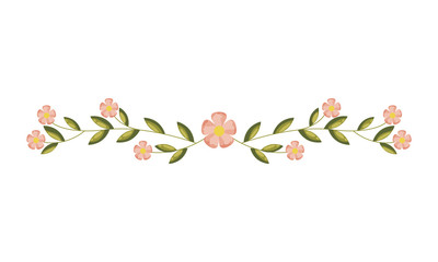 flowers and leaves decoration on white background
