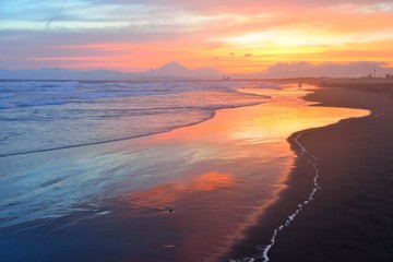 湘南鵠沼海岸の夕焼け
