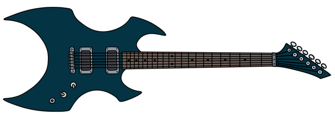 Obraz na płótnie Canvas The blue rock electric guitar