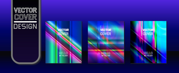 Vector illustration. A set of folders. Colored folders. Paper. Office Identity. Neon light.