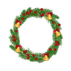 Fototapeta na wymiar christmas fir-tree wreath isolated on white background 