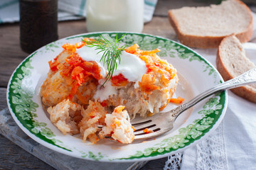 Meatballs with cabbage. Lazy cabbage rolls