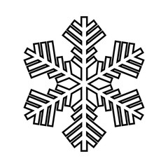 Snowflake line icon. Beautiful six-branch snowflake of artistic shape. Vector Illustration