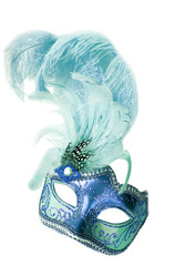 Turquoise carnival mask is the main accessory of Venice carnival in Italy.