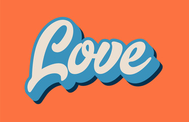 orange blue white love hand written word text for typography logo design