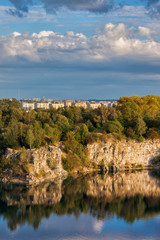 Lake and Cliff in Zakrzowek Reservoir in Krakow