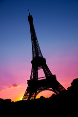 Eiffel tower pink sunset