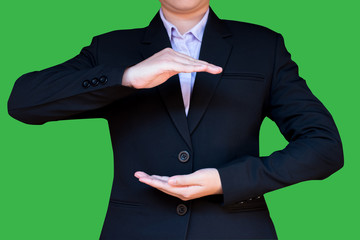 Green screen business women.