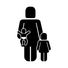 mother figure with kids silhouette