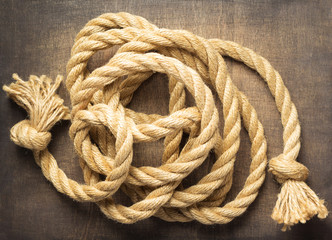 ship rope at wooden background