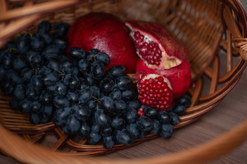 pomegranate and grapes
