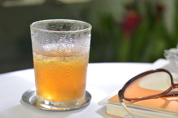 cold drink with a glass.