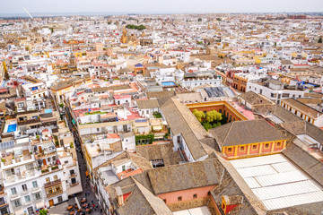 Cityscape view of Seville from the top of the Giralda. Andalusia, Spain.