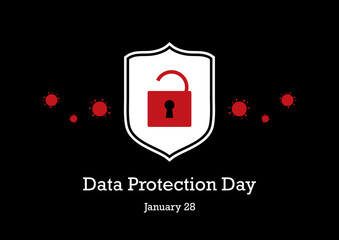 Data Protection Day vector. Secure computer vector illustration. Unlocked lock icon. Data Privacy Day vector. Important day