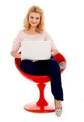 Cheerful girl with laptop