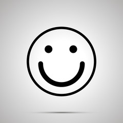 Obraz premium Smiley face emoticon for rate of satisfaction level, simple black silhouette