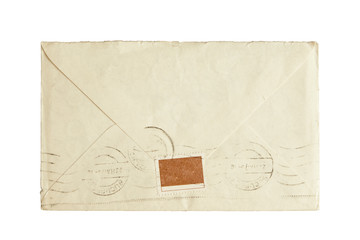 Vintage closed envelope isolated on white background