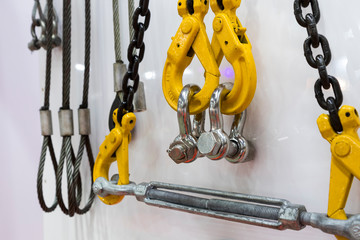hook , chain and steel wire ; industry equipment background