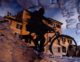 The reflections of a cyclist