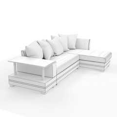 3D rendering. Modern sofa of simple shape