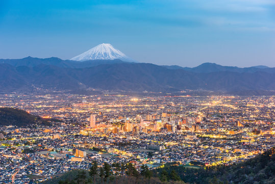 Kofu, Japan Skyline with Fuji