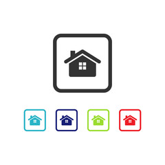 house or home sign on button - flat design vector icon