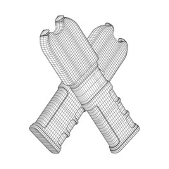 Police electro shocker taser stun gun. Wireframe low poly mesh vector illustration